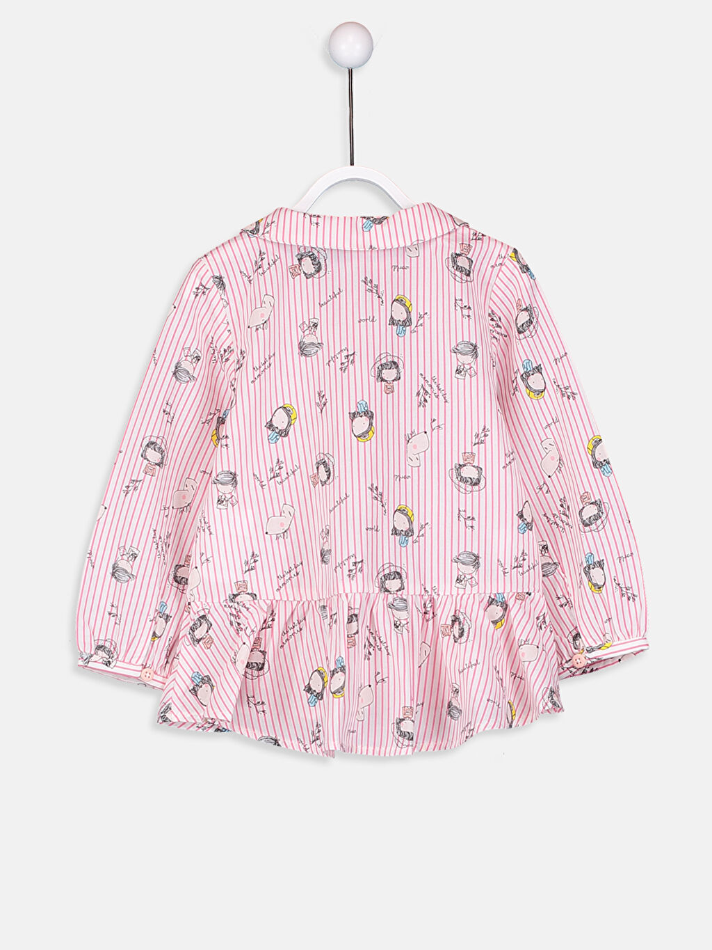 Pembe Kız Bebek Desenli Poplin Gömlek LC Waikiki