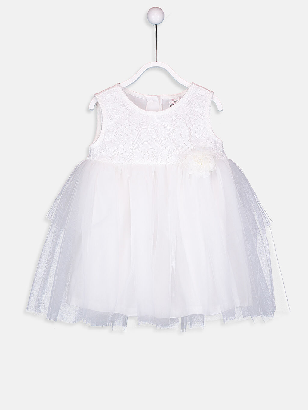 Beyaz Bisiklet Yaka Desenli Kız Bebek Gelinlik LC Waikiki