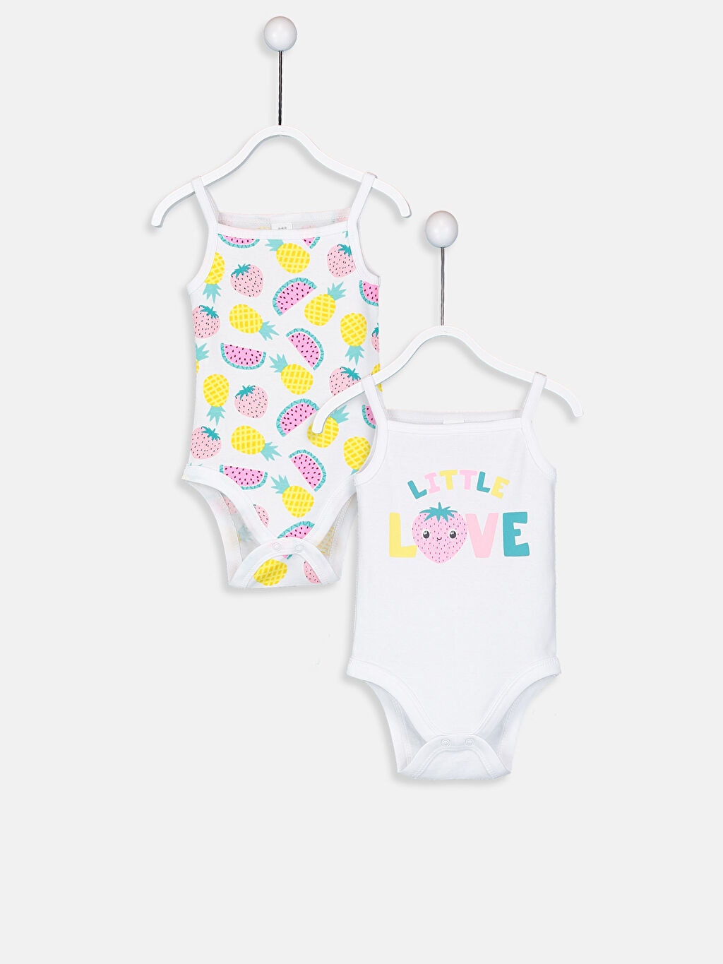 Beyaz Askılı Kız Bebek Çıtçıtlı Body 2�li LC Waikiki