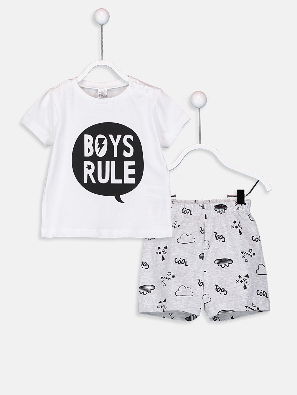 Beyaz Erkek Bebek Baskılı Pijama Takım LC Waikiki