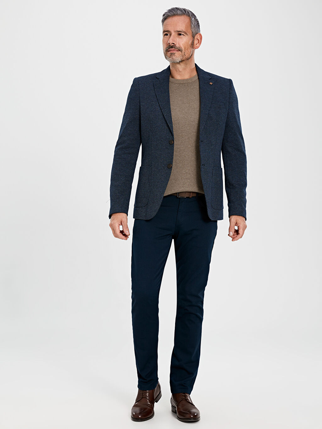 Lacivert Dar Kalip Ekose Blazer Ceket Lc Waikiki