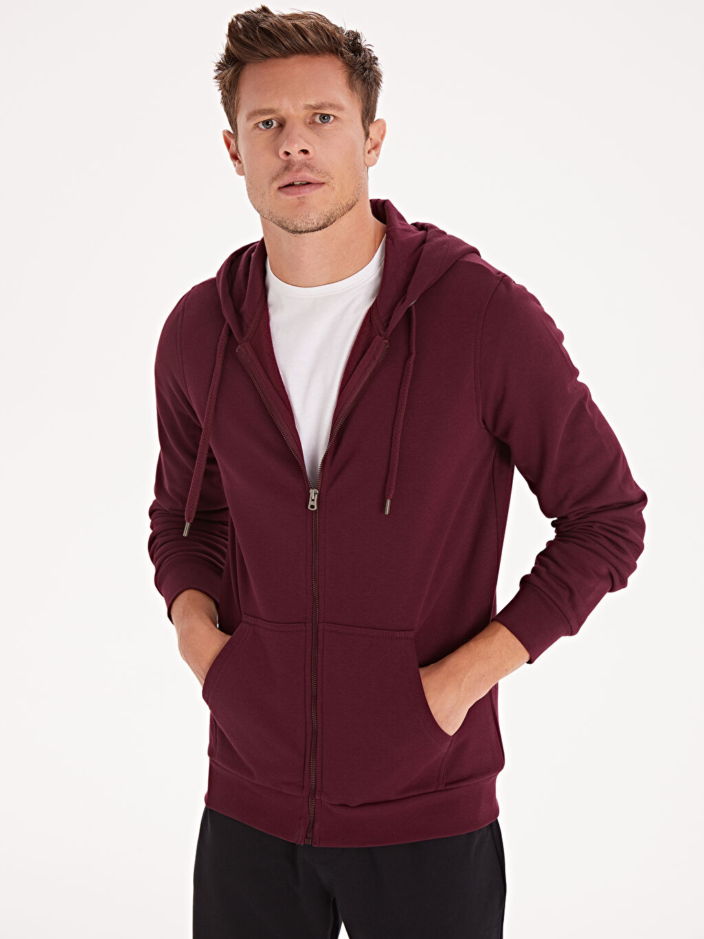 Bordo Kapusonlu Basic Sweatshirt Lc Waikiki