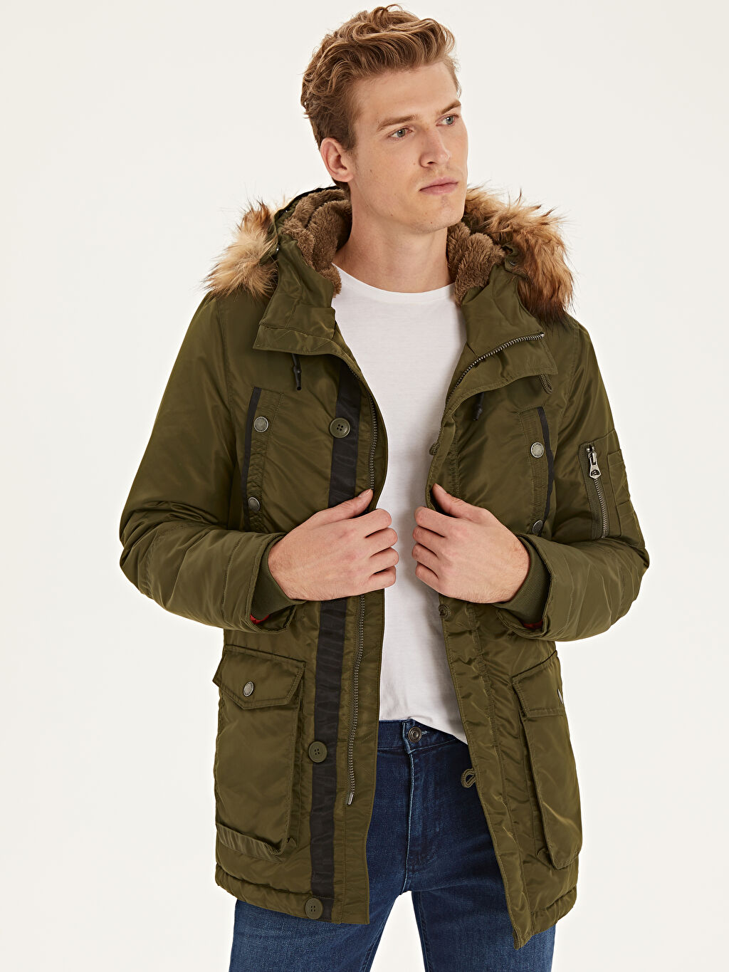 Haki Kapusonlu Uzun Boy Parka Lc Waikiki