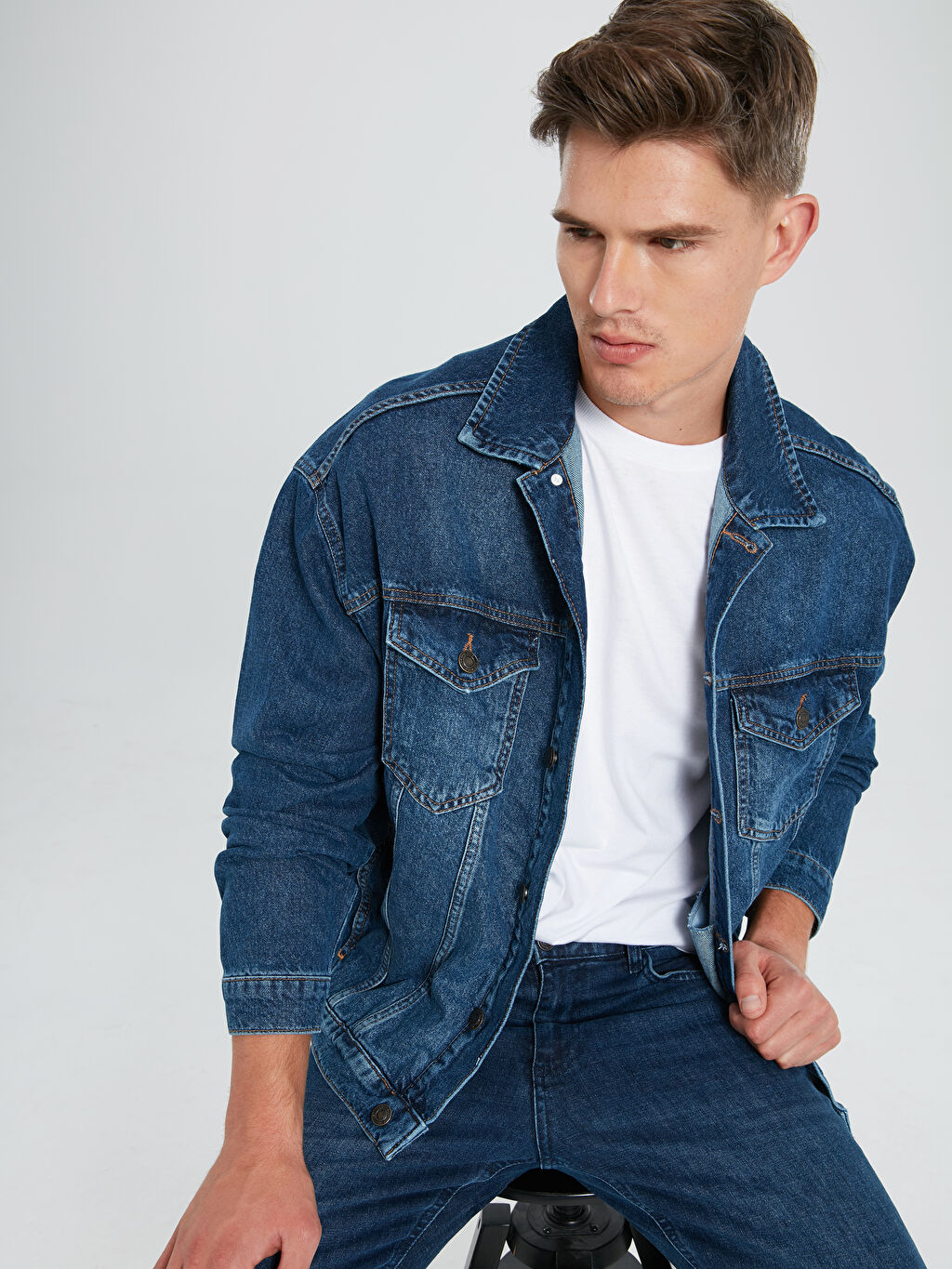Indigo Oversize Jean Ceket Lc Waikiki