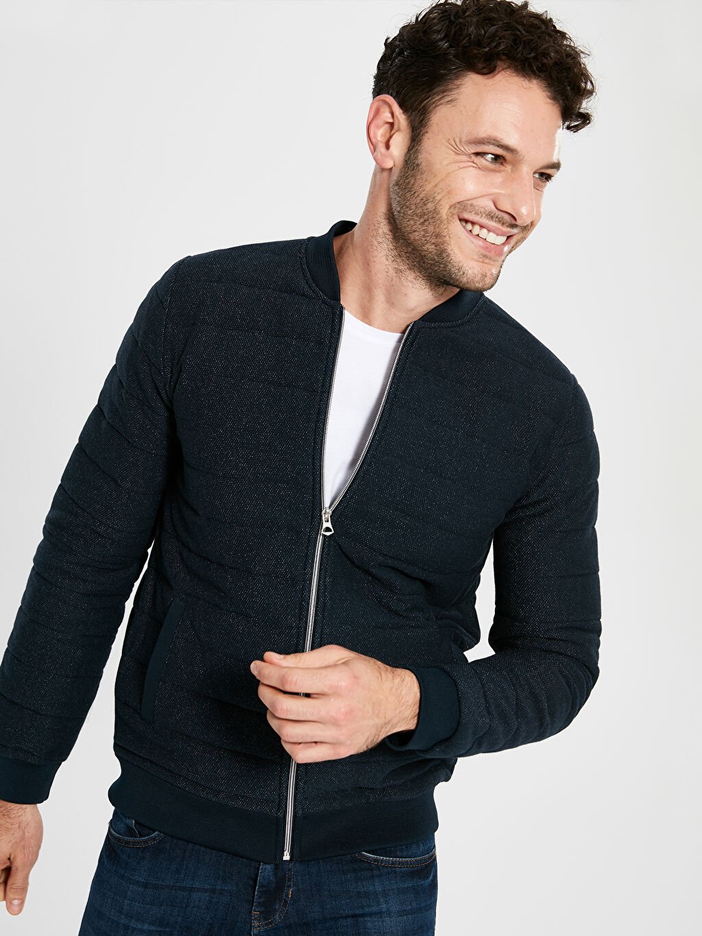 Lacivert Slim Fit Fermuarli Bomber Hirka Lc Waikiki