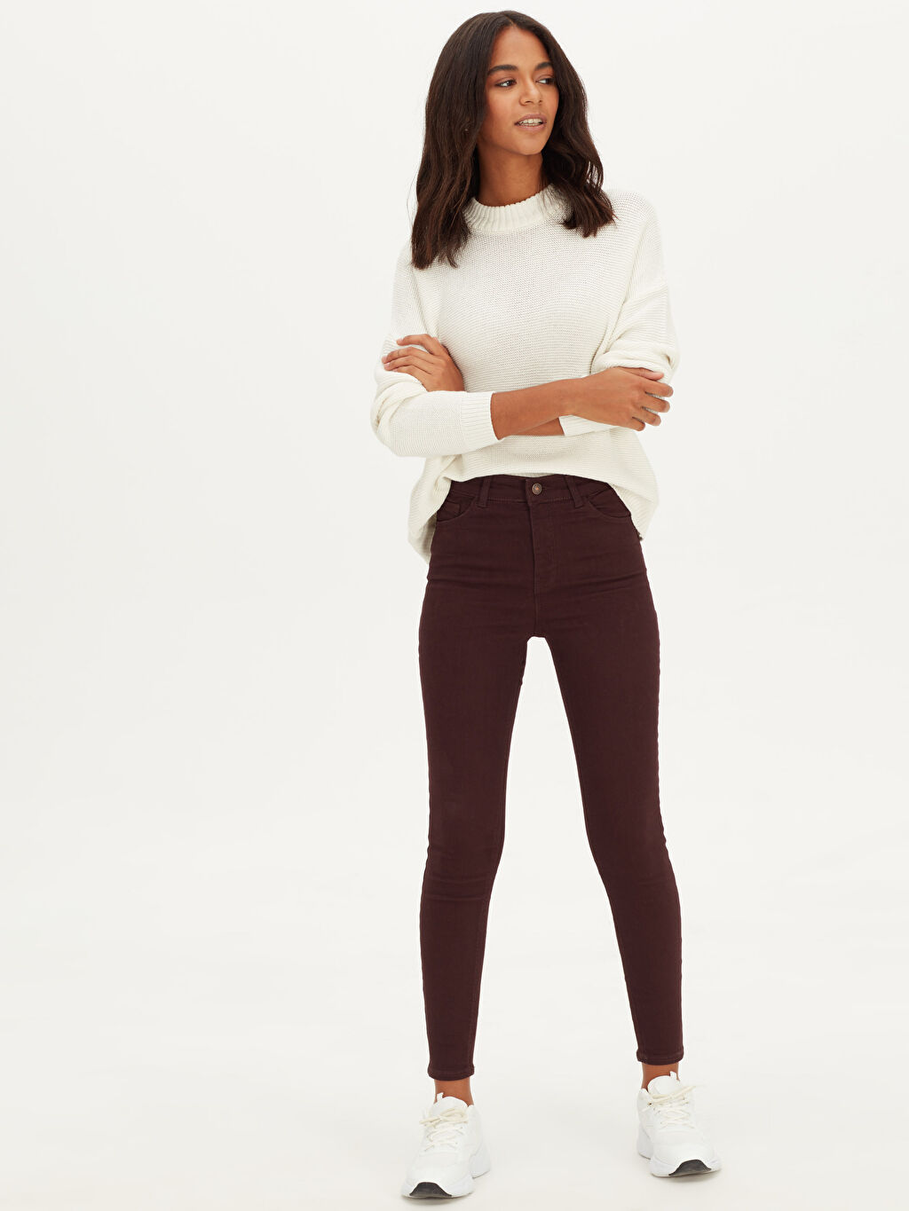 Bordo Yuksek Bel Super Skinny Esnek Jean Pantolon Lc Waikiki