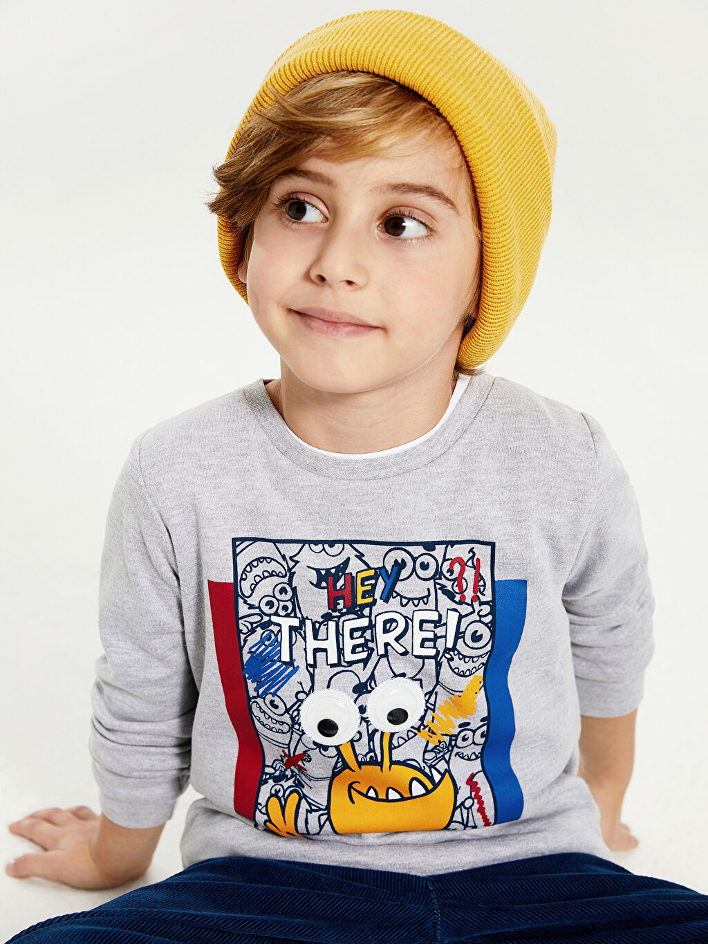 Gri Erkek Çocuk Baskılı Uzun Kollu Tişört LC Waikiki