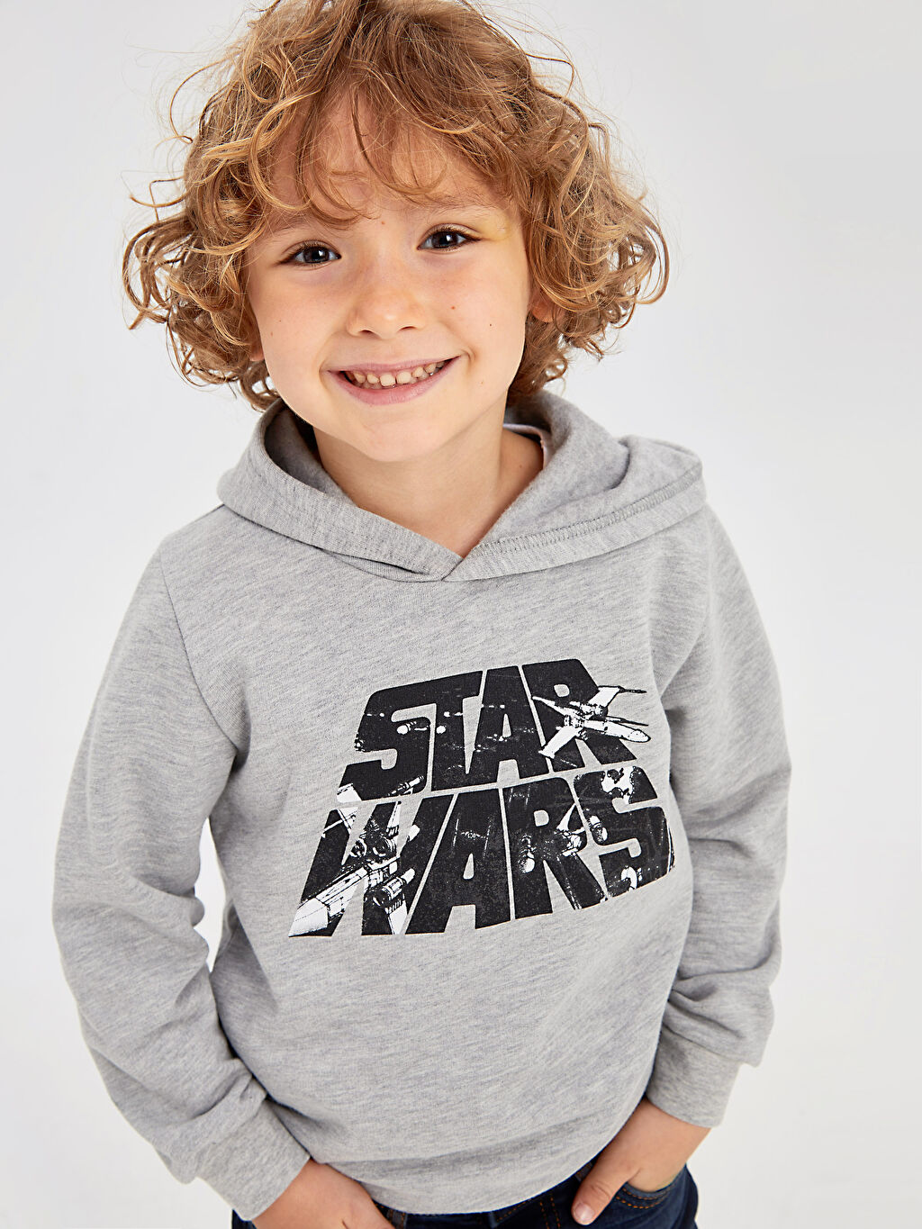 Gri Erkek Cocuk Star Wars Kapusonlu Sweatshirt Lc Waikiki