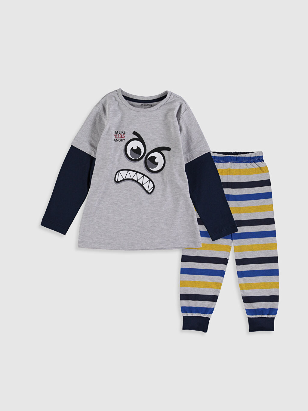 Gri Gri Erkek Çocuk Baskılı Pijama Takımı LC Waikiki