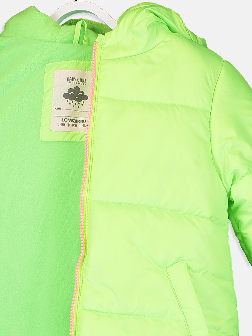 Yeşil Kız Bebek Kapüşonlu Fermuarlı Mont LC Waikiki