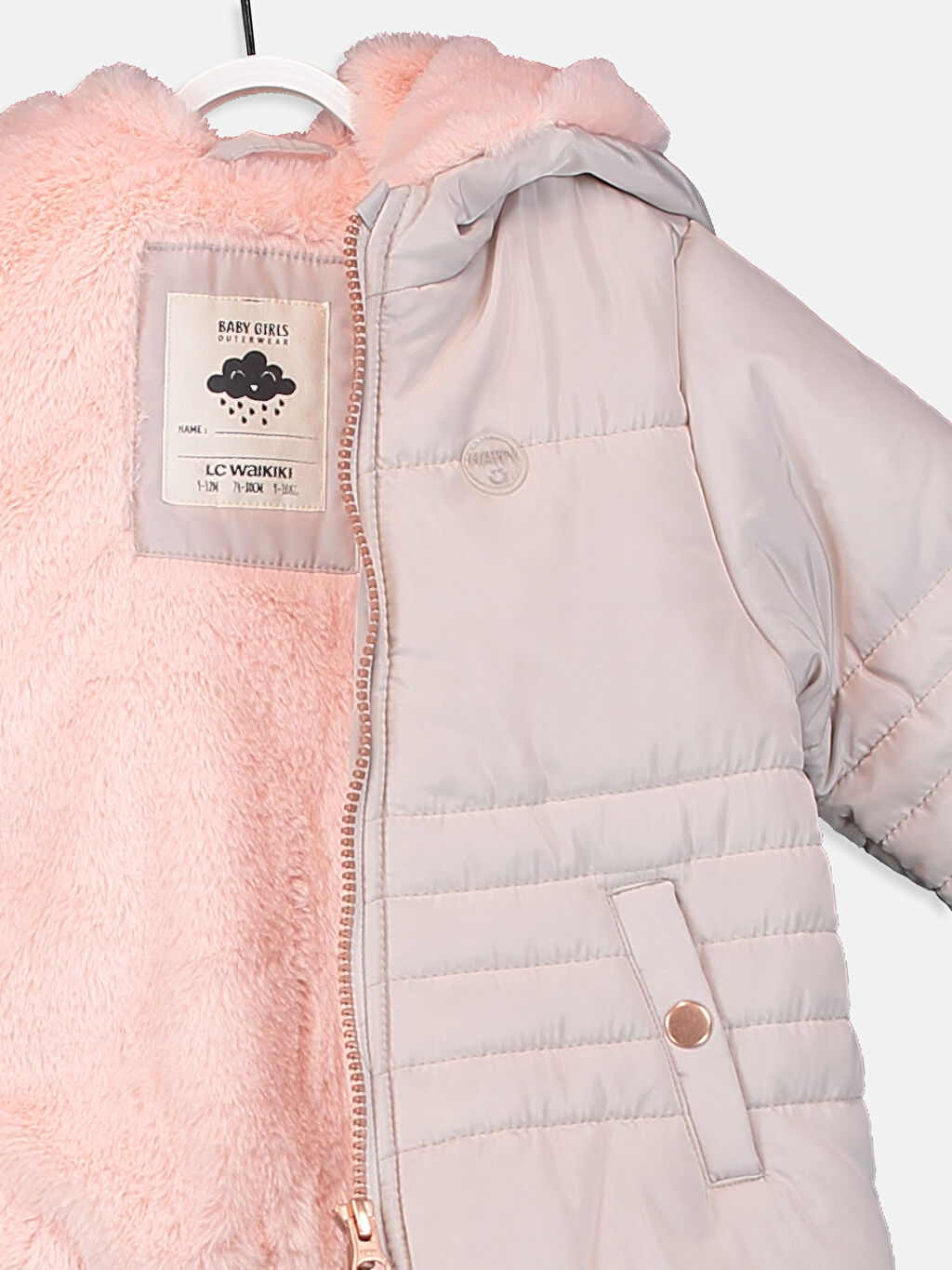 Bej Kız Bebek Kapüşonlu Fermuarlı Kaban LC Waikiki Bej Kız Bebek Kapüşonlu Fermuarlı Kaban LC Waikiki