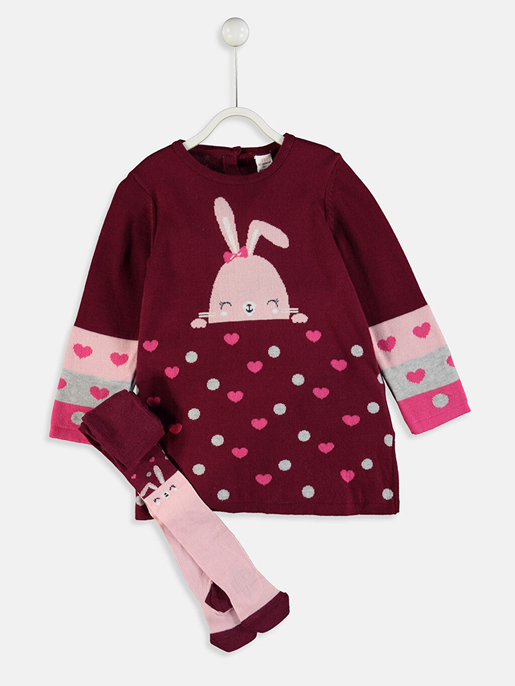 Bordo Kiz Bebek Triko Elbise Ve Kulotlu Corap Lc Waikiki