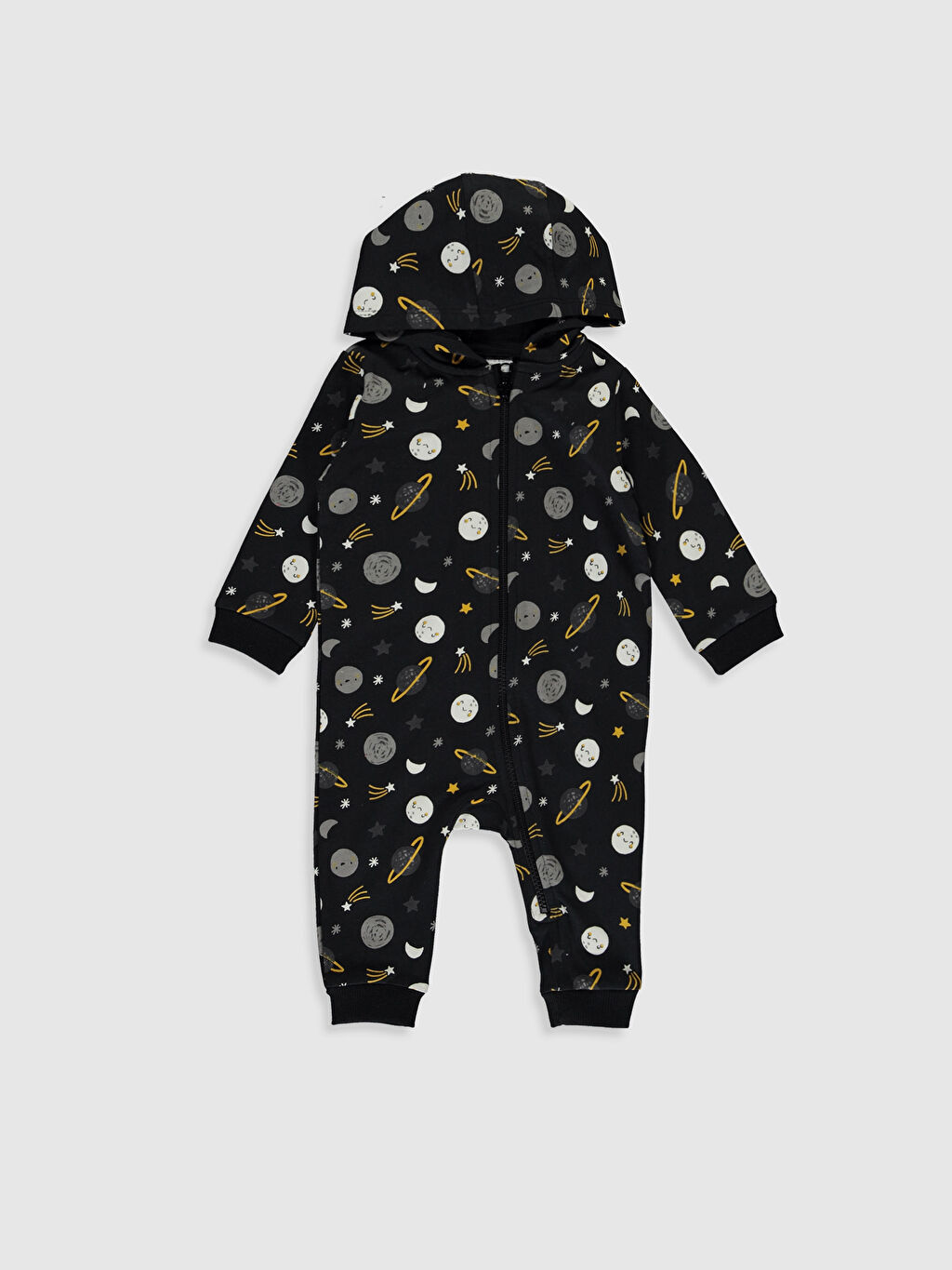 Antrasit Erkek Bebek Desenli Kapüşonlu Tulum LC Waikiki