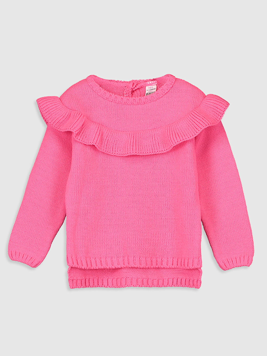 Pembe Kız Bebek Fırfırlı Triko Kazak LC Waikiki Pembe Kız Bebek Fırfırlı Triko Kazak LC Waikiki