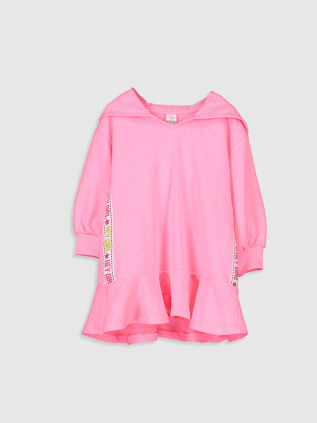 Pembe Kapüşonlu Uzun Kollu Kız Bebek Elbise LC Waikiki