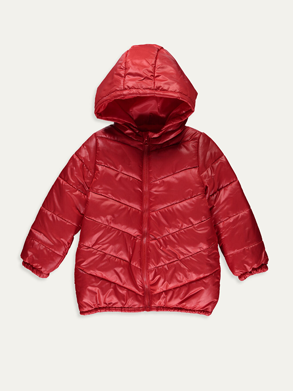 Kırmızı Kırmızı Kız Bebek Kapüşonlu Fermuarlı Mont LC