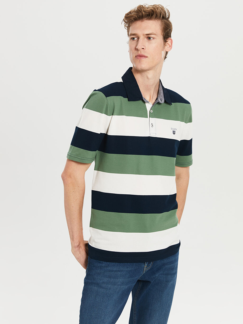 Yesil Polo Yaka Cizgili Tisort Lc Waikiki
