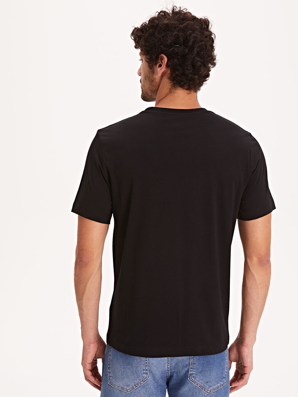 Siyah Bisiklet Yaka Basic Penye Tisort Lc Waikiki
