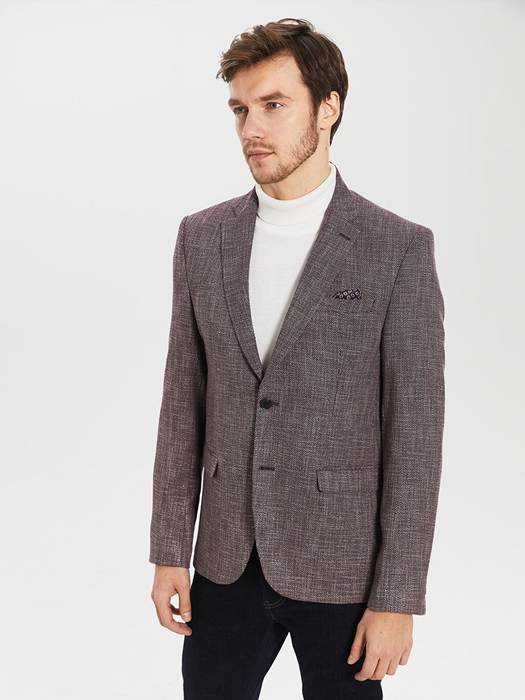 Bordo Standart Kalip Dokulu Blazer Ceket Lc Waikiki