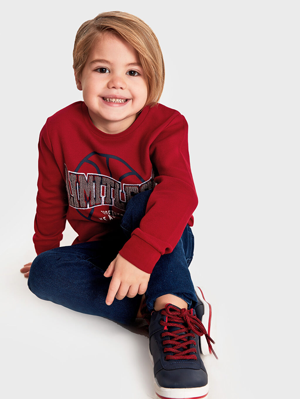 Kırmızı Erkek Çocuk Baskılı Uzun Kollu Tişört LC Waikiki