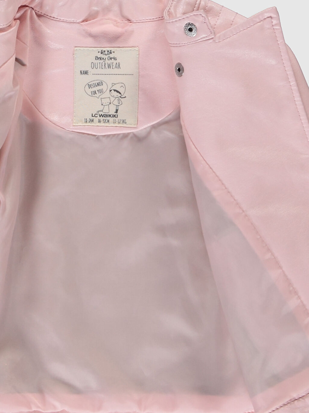 Pembe Kız Bebek Deri Görünümlü Ceket LC Waikiki