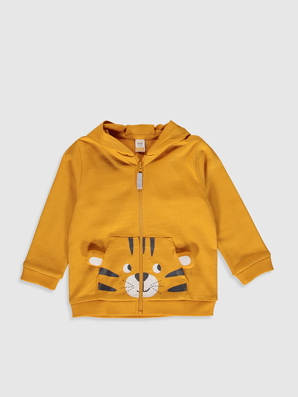 Sari Erkek Bebek Baskili Kapusonlu Fermuarli Sweatshirt Lc Waikiki