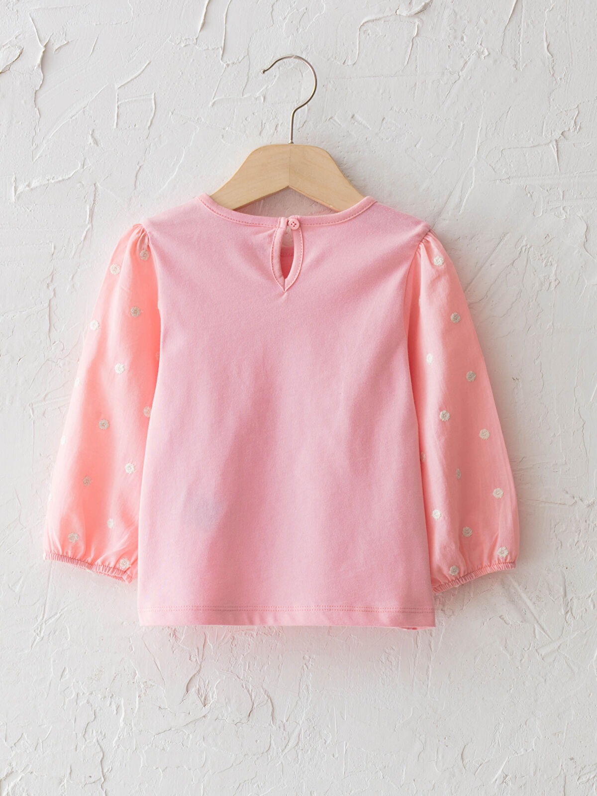 Pembe Bisiklet Yaka Uzun Kol Basic Kız Bebek Tişört LC Waikiki