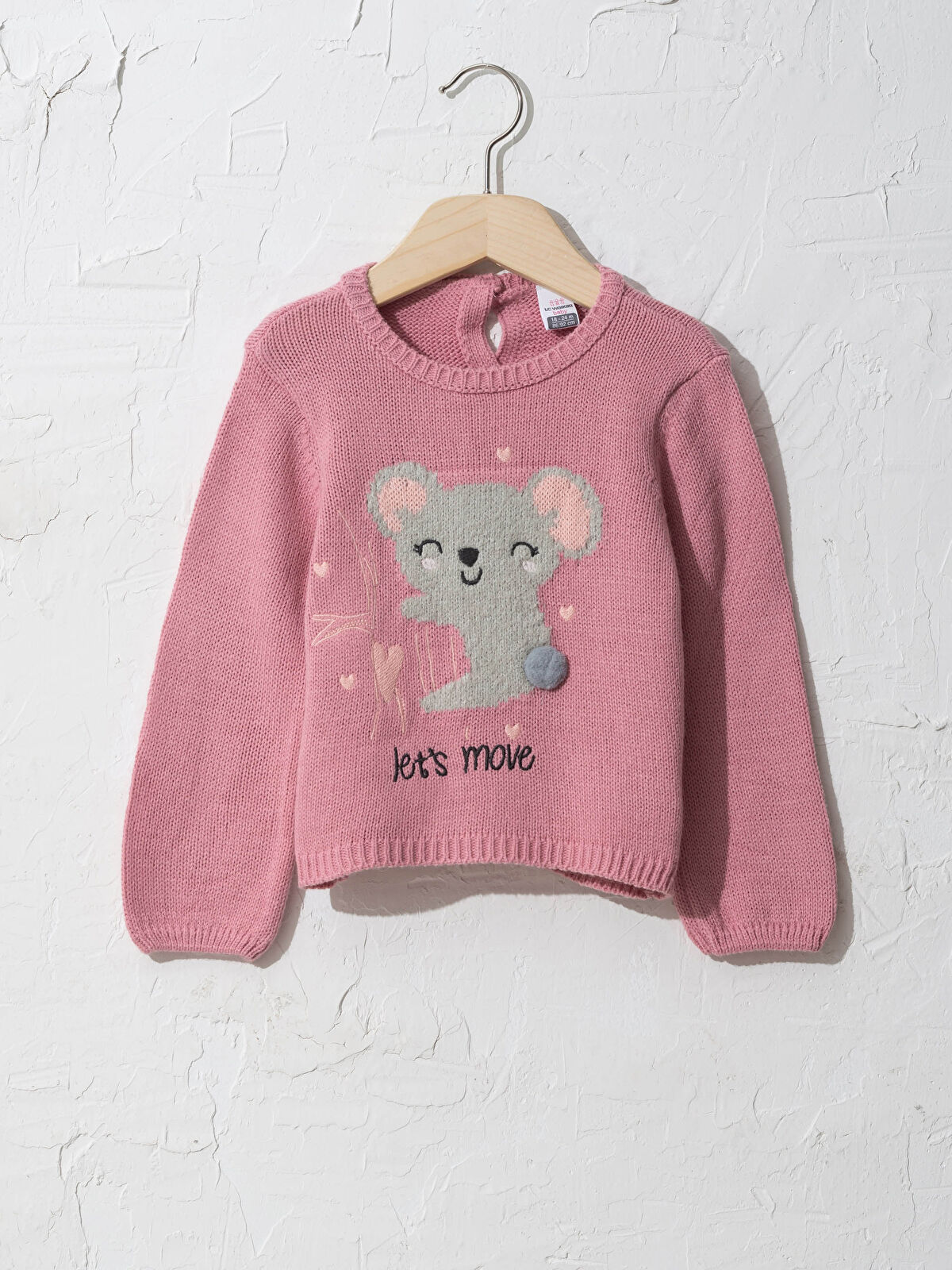 Pembe Kız Bebek Triko Kazak LC Waikiki Pembe Kız Bebek Triko Kazak LC Waikiki