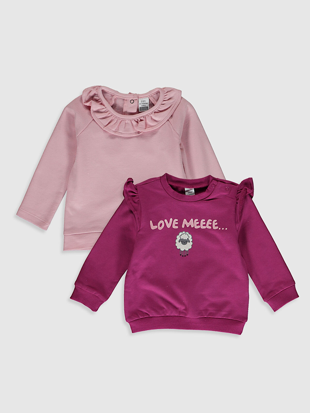 Pembe Kız Bebek Sweatshirt 2�li LC Waikiki Pembe Kız Bebek Sweatshirt 2�li LC Waikiki