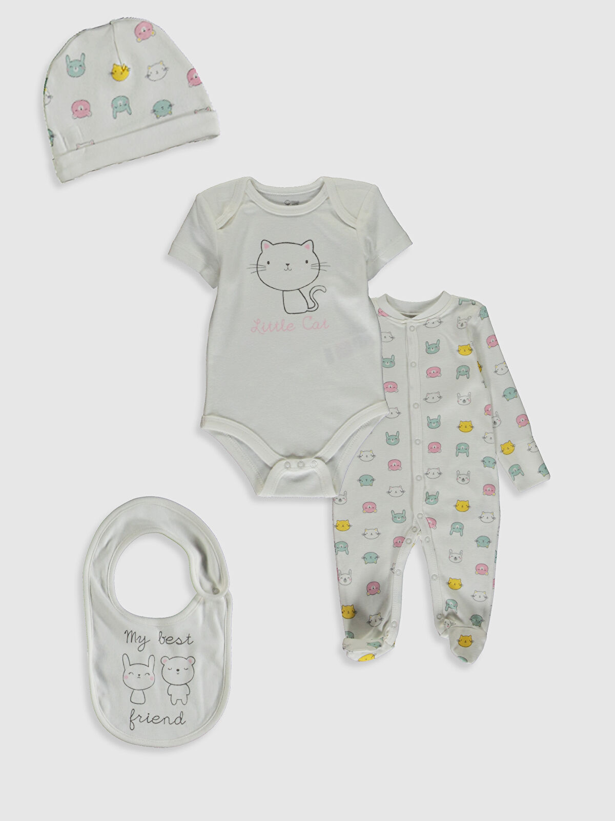 Ekru LCW GREEN Kız Bebek Organik Hastane Çıkış Seti LC