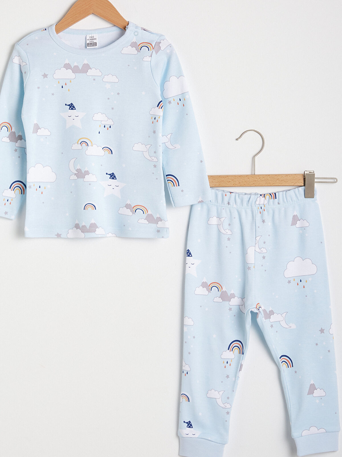 Mavi Erkek Bebek Baskılı Pijama Takım LC Waikiki Mavi Erkek Bebek Baskılı Pijama Takım LC Waikiki
