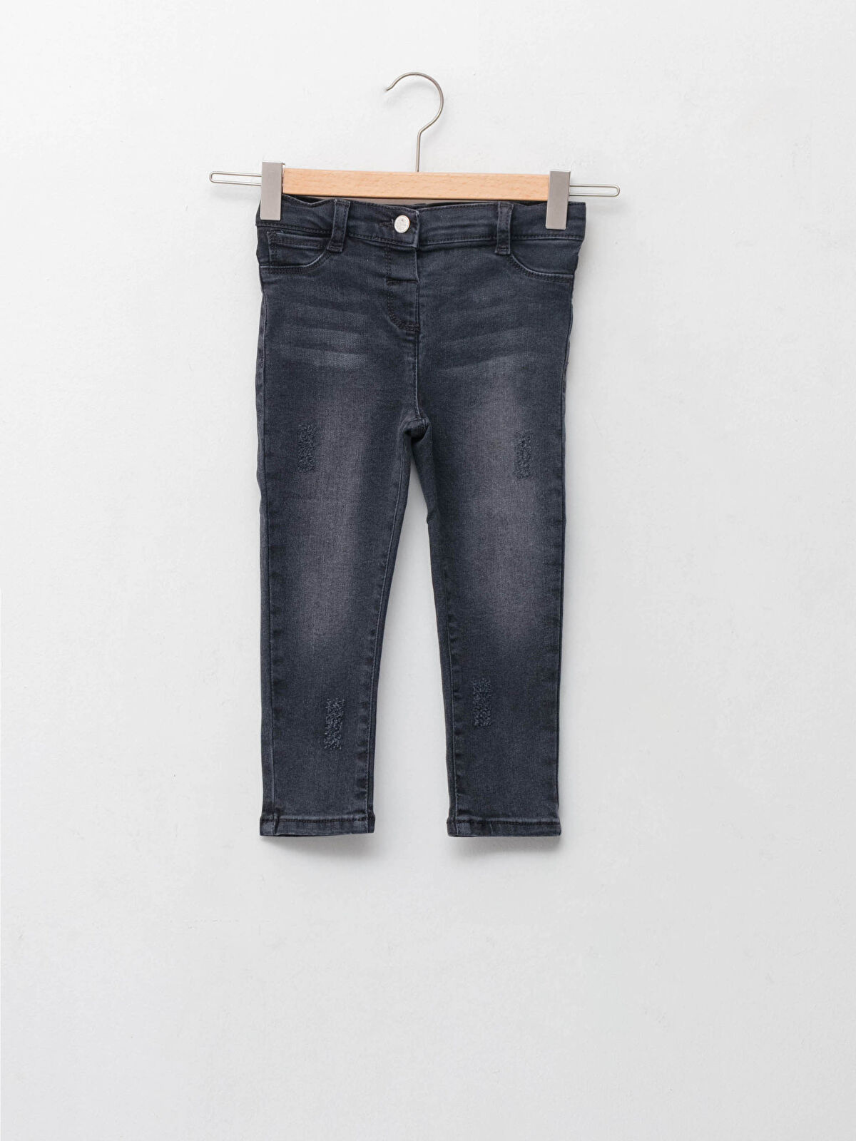 Gri Beli Lastikli Basic Pamuklu Kiz Bebek Jean Pantolon Lc Waikiki