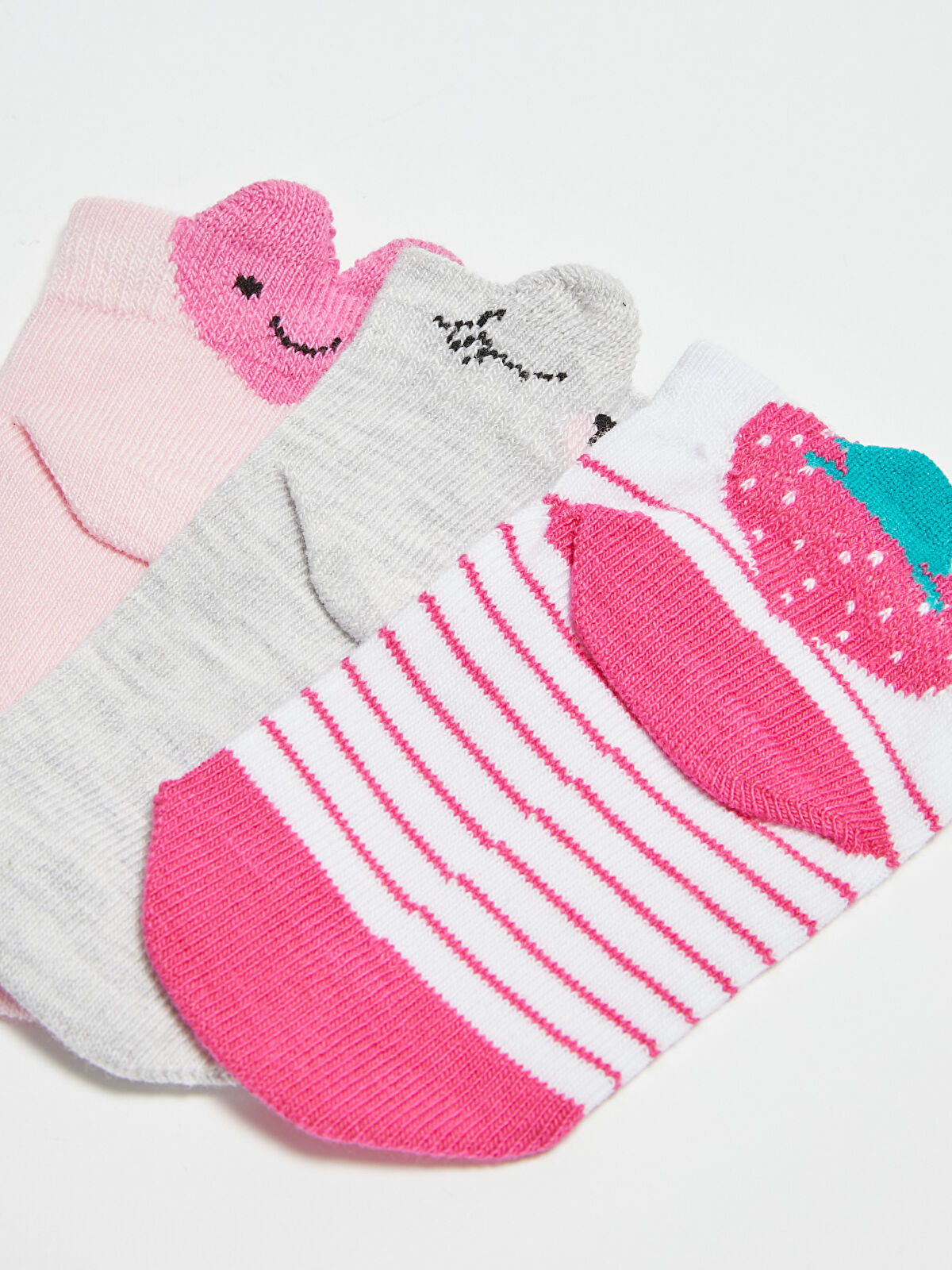 Ekru Desenli Kız Bebek Patik Çorap 3�lü LC Waikiki