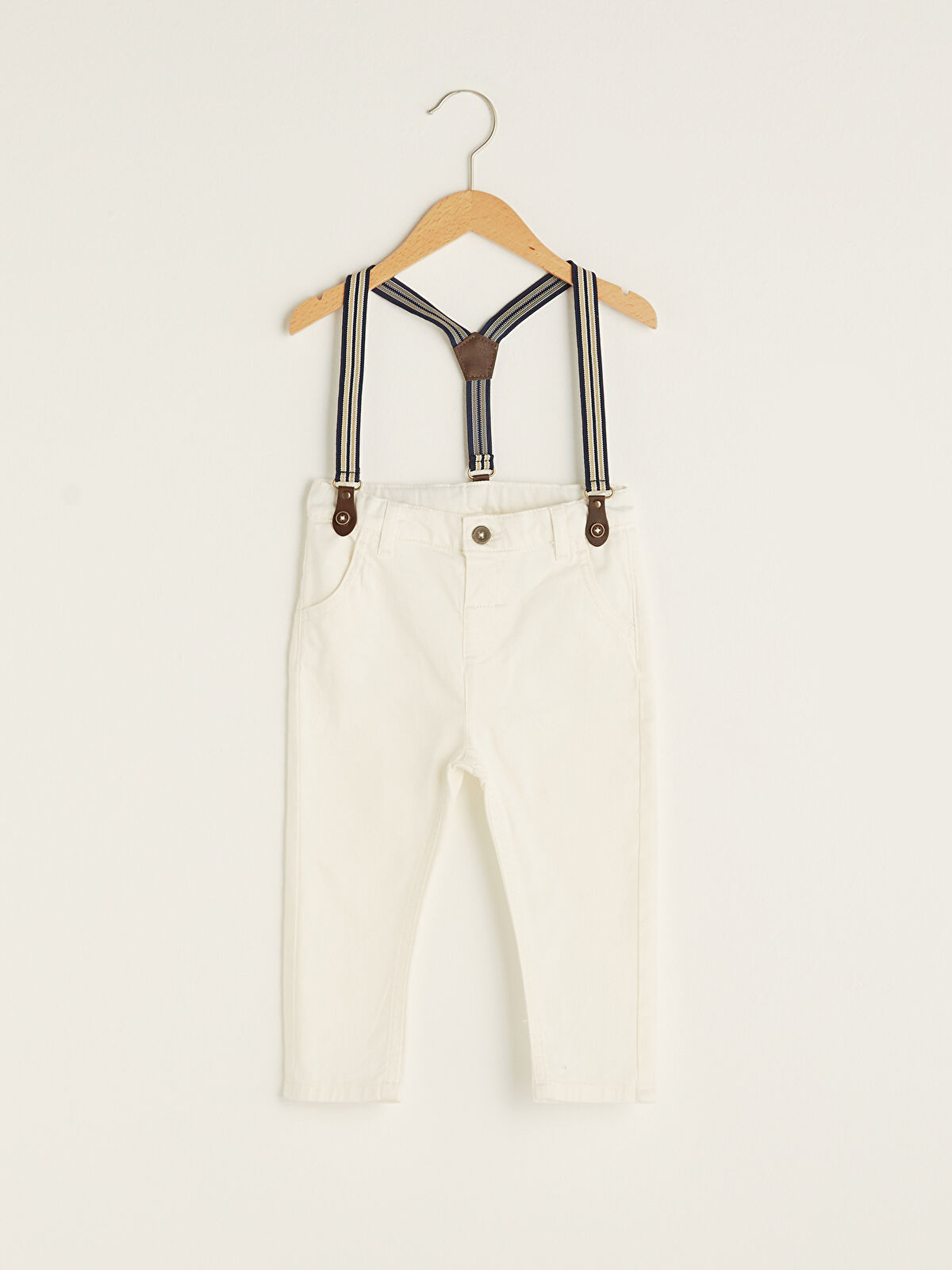 Ekru Basic Erkek Bebek Pantolon ve Pantolon Askısı 2�li Ekru Basic Erkek Bebek Pantolon ve Pantolon Askısı 2�li