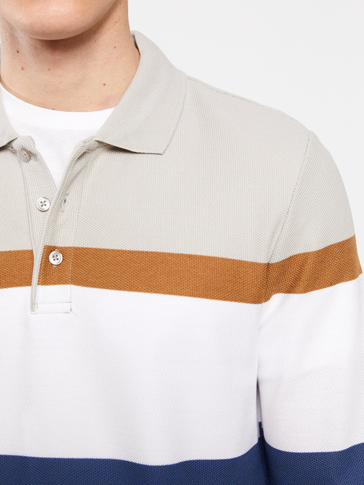 LCW CLASSIC Polo Neck Long Sleeve Striped Men's T-Shirt -S20867Z8 