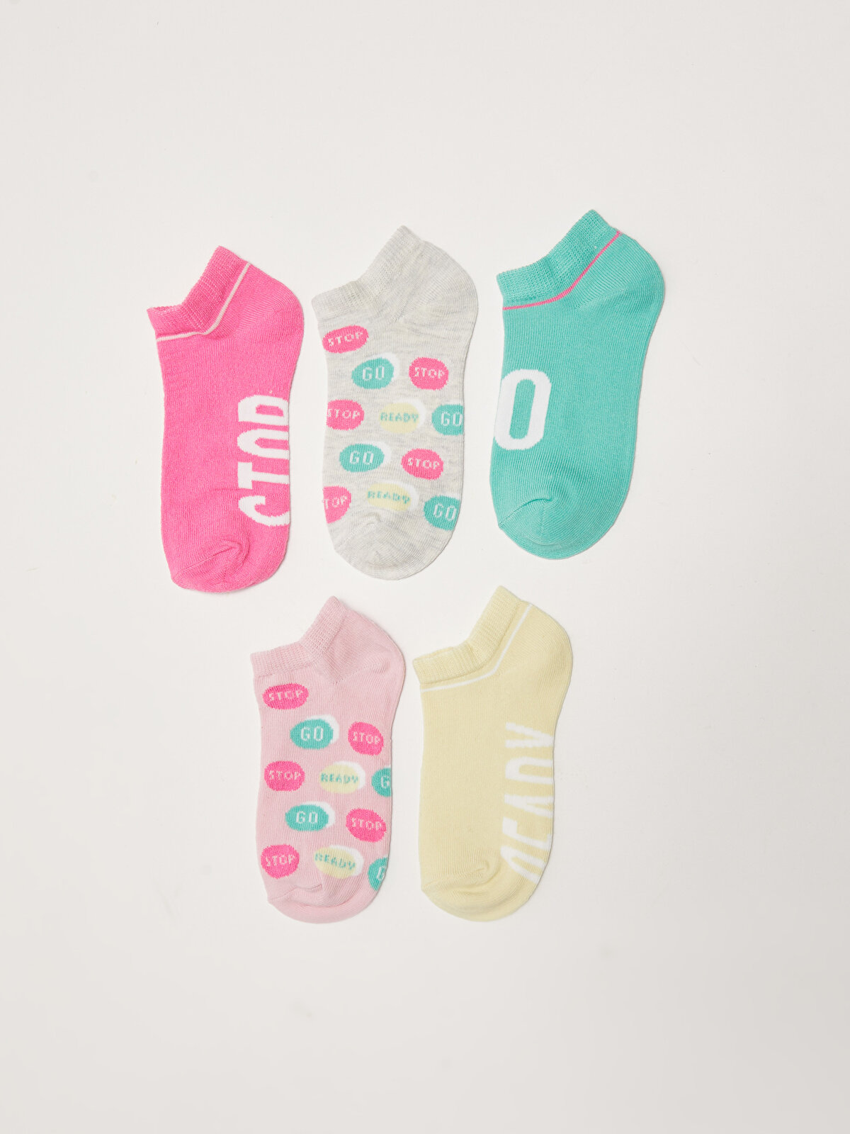 Patterned Girl's Booties Socks 5 Pack -S22127Z4-MRJ - S22127Z4-MRJ 