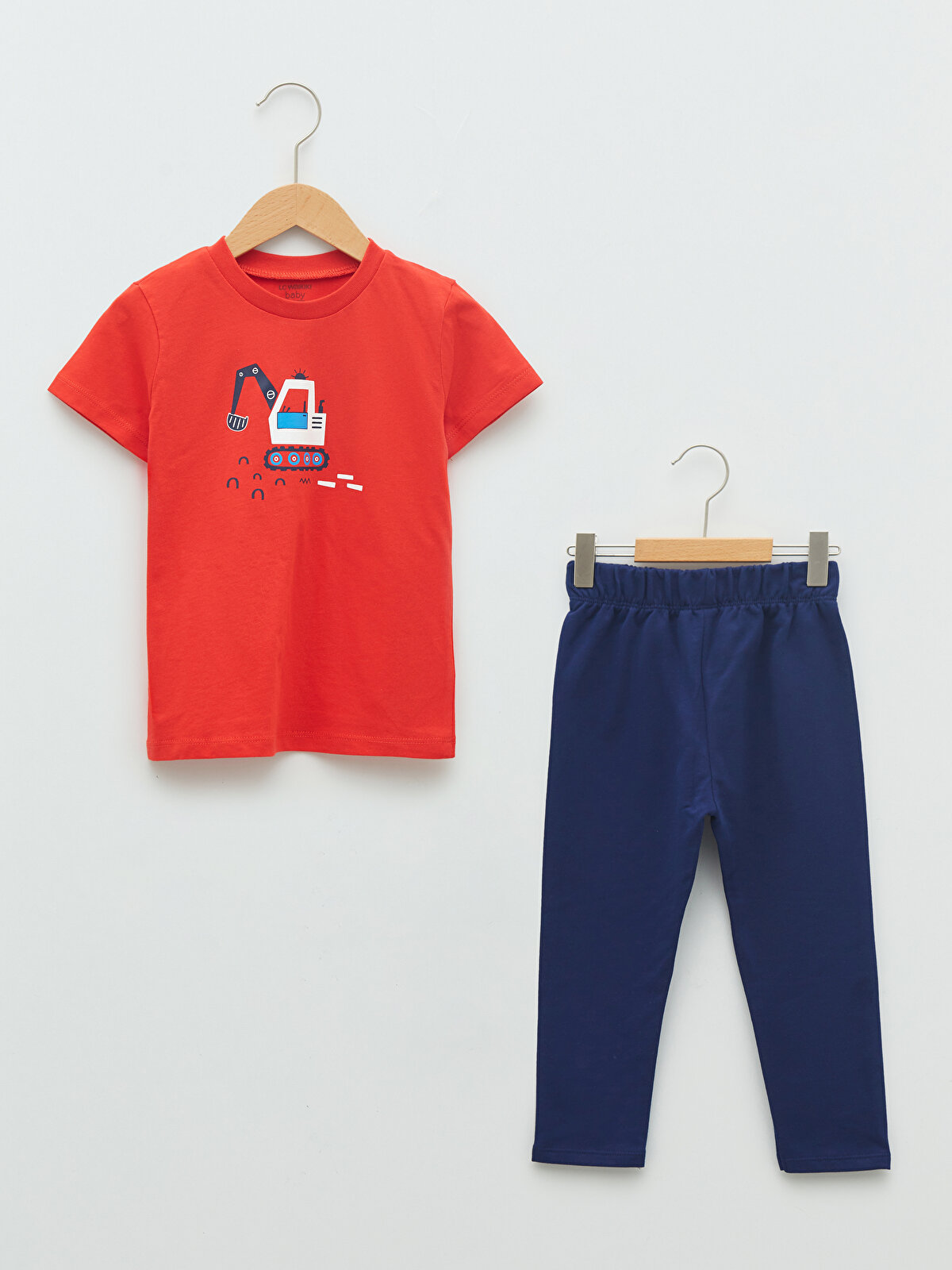 Crew Neck Short Sleeve Printed Cotton Baby Boy T-Shirt and Trousers 2-Piece  Set -S25338Z1-GYE - S25338Z1-GYE - LC Waikiki