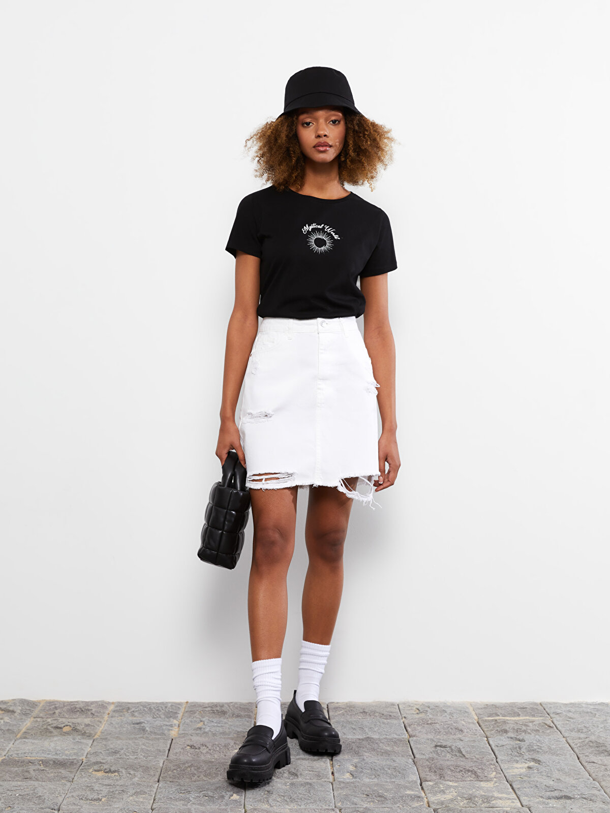 Crew Neck Printed Short Sleeve Cotton Women's T-Shirt -S2GF53Z8 