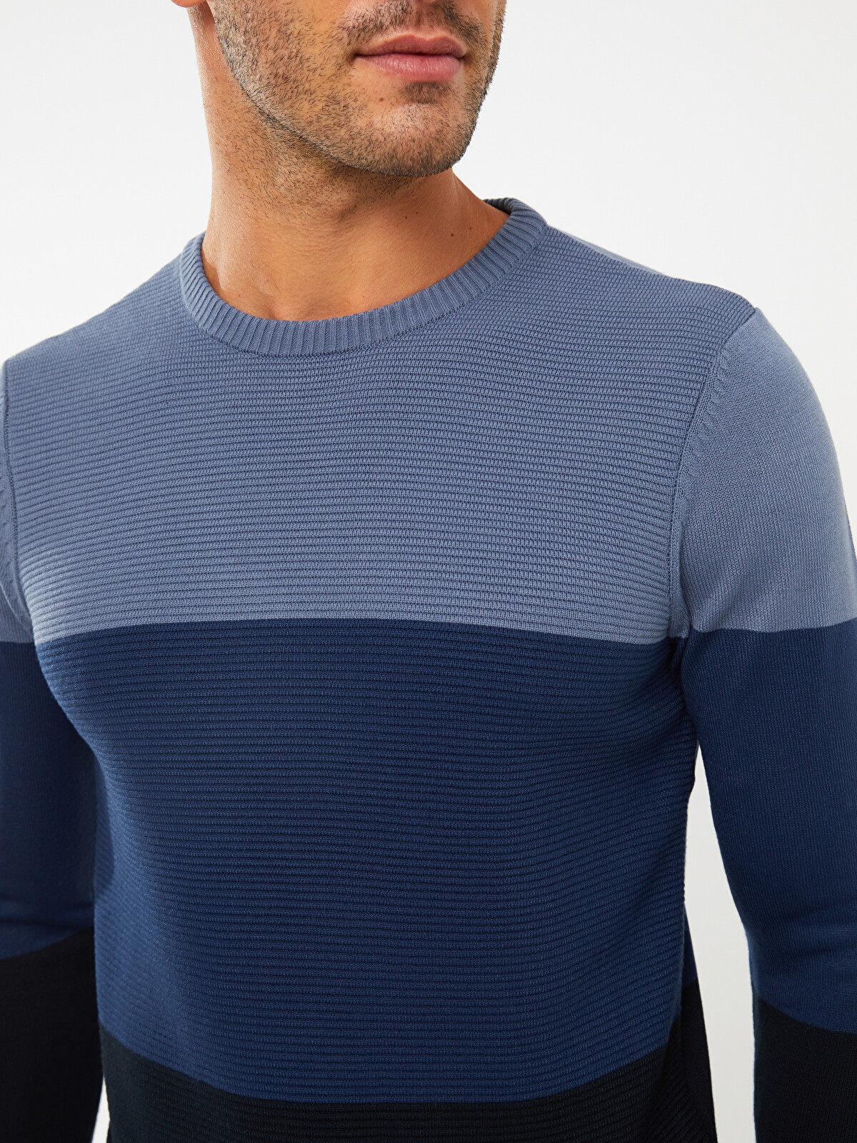 Crew Neck Long Sleeve Color Block Men's 