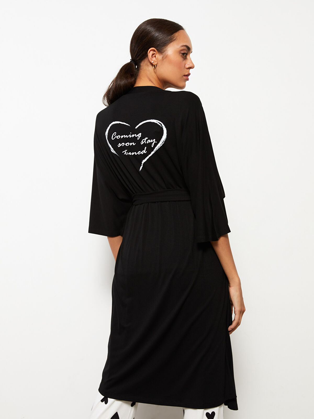 Shawl Neck Printed Long Sleeve Maternity Dressing Gown W28091Z8CVL