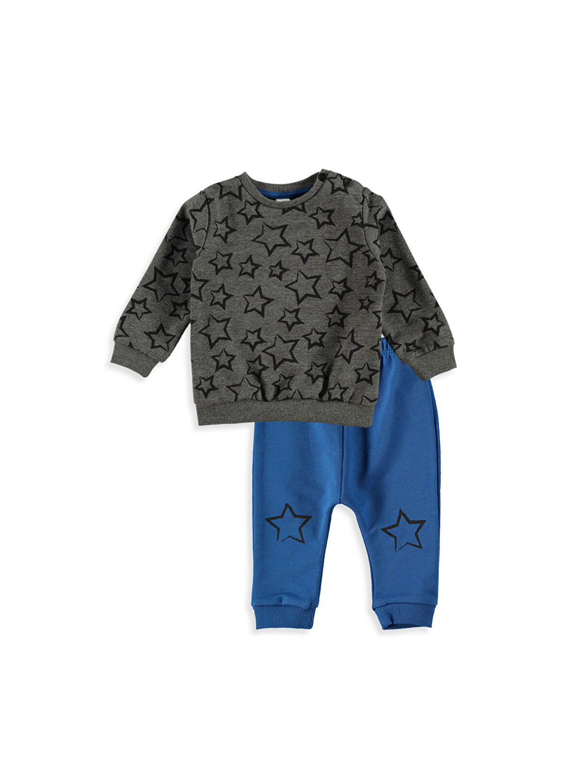 Siyah Siyah Erkek Bebek Yıldız Desenli Eşofman Takımı LC