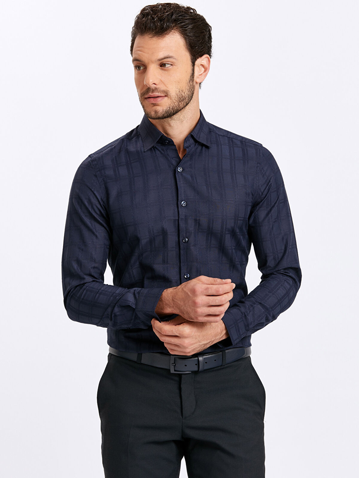 Lacivert Extra Slim Fit Uzun Kollu Poplin Gomlek Lc Waikiki