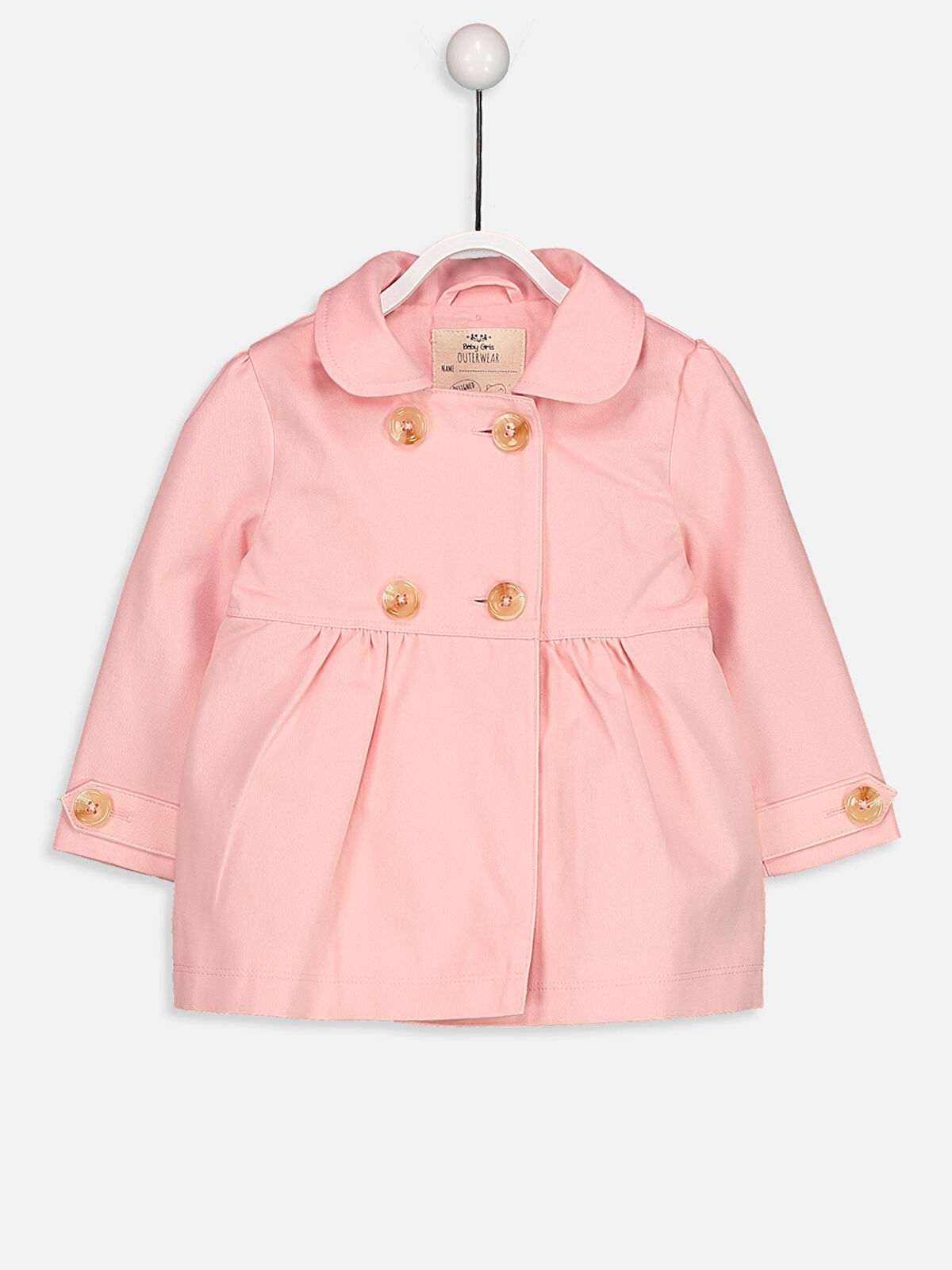 Pembe Pembe Kız Bebek Kapüşonlu İnce Mont LC Waikiki