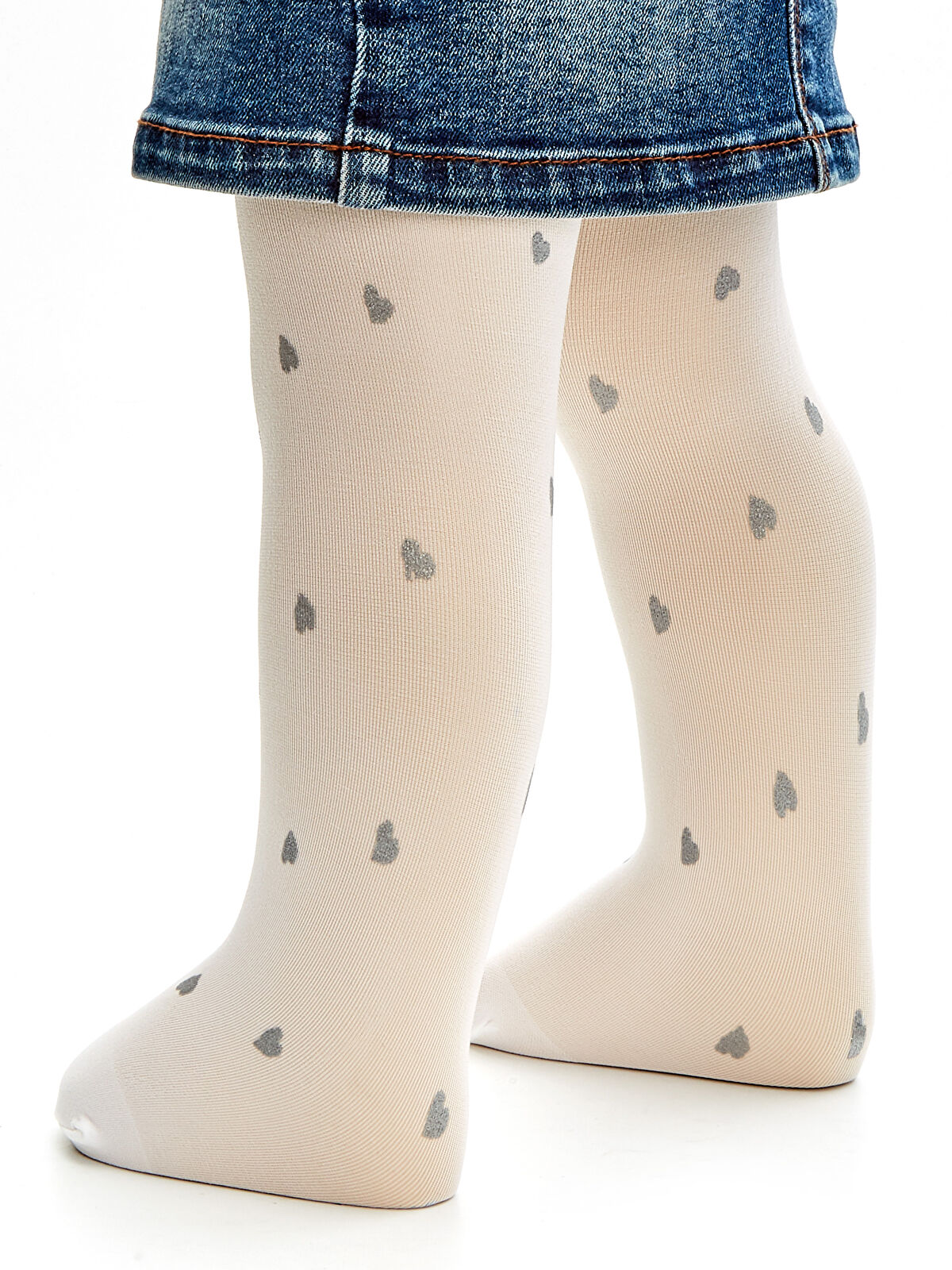 Beyaz Beyaz Kız Bebek Kalpli Külotlu Çorap 2�li LC Waikiki