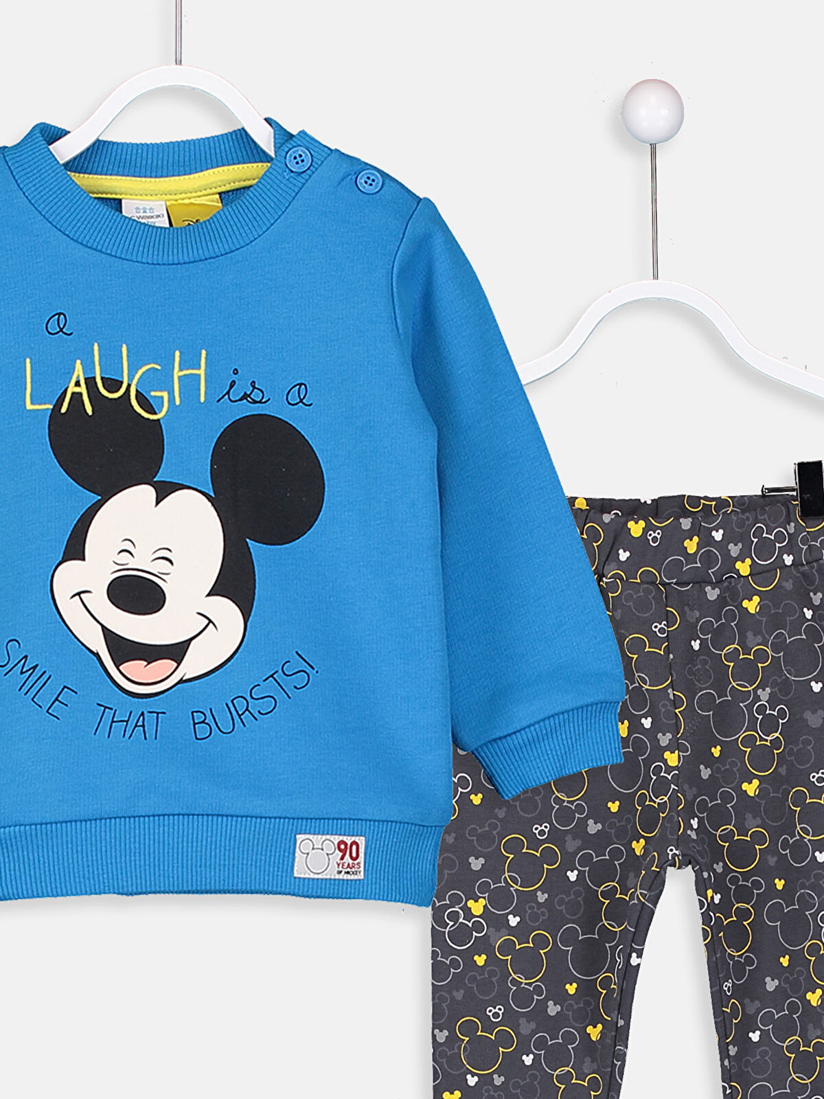 Mavi Mickey Mouse Baskılı Erkek Bebek Eşofman Takımı LC