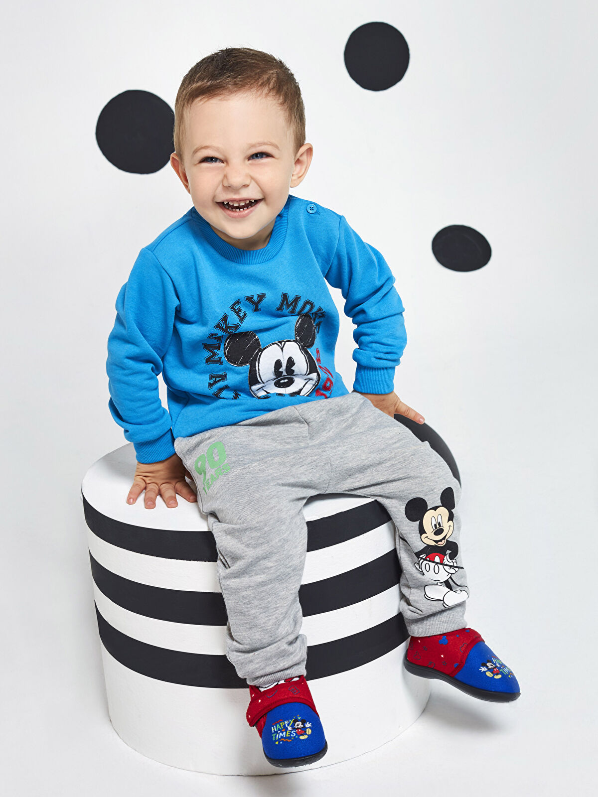 Gri Gri Mickey Mouse Baskılı Erkek Bebek Eşofman Altı LC