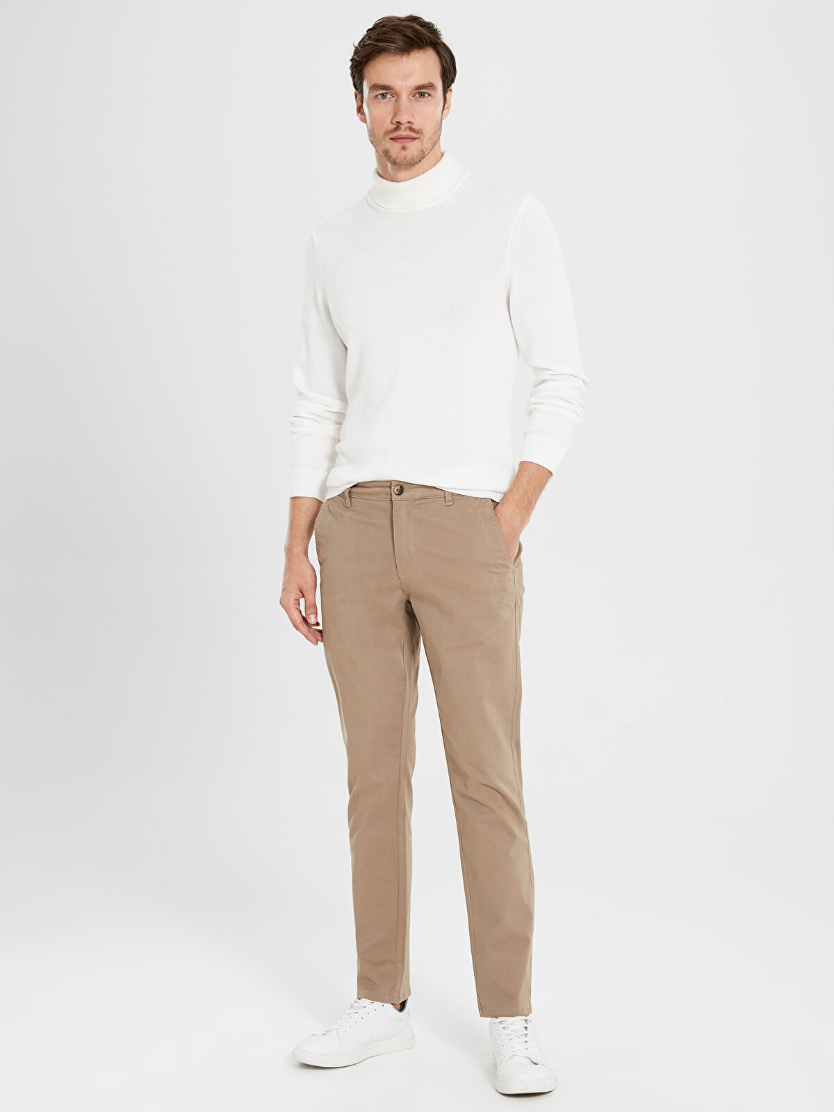 Bej Dar Kalip Gabardin Chino Pantolon Lc Waikiki
