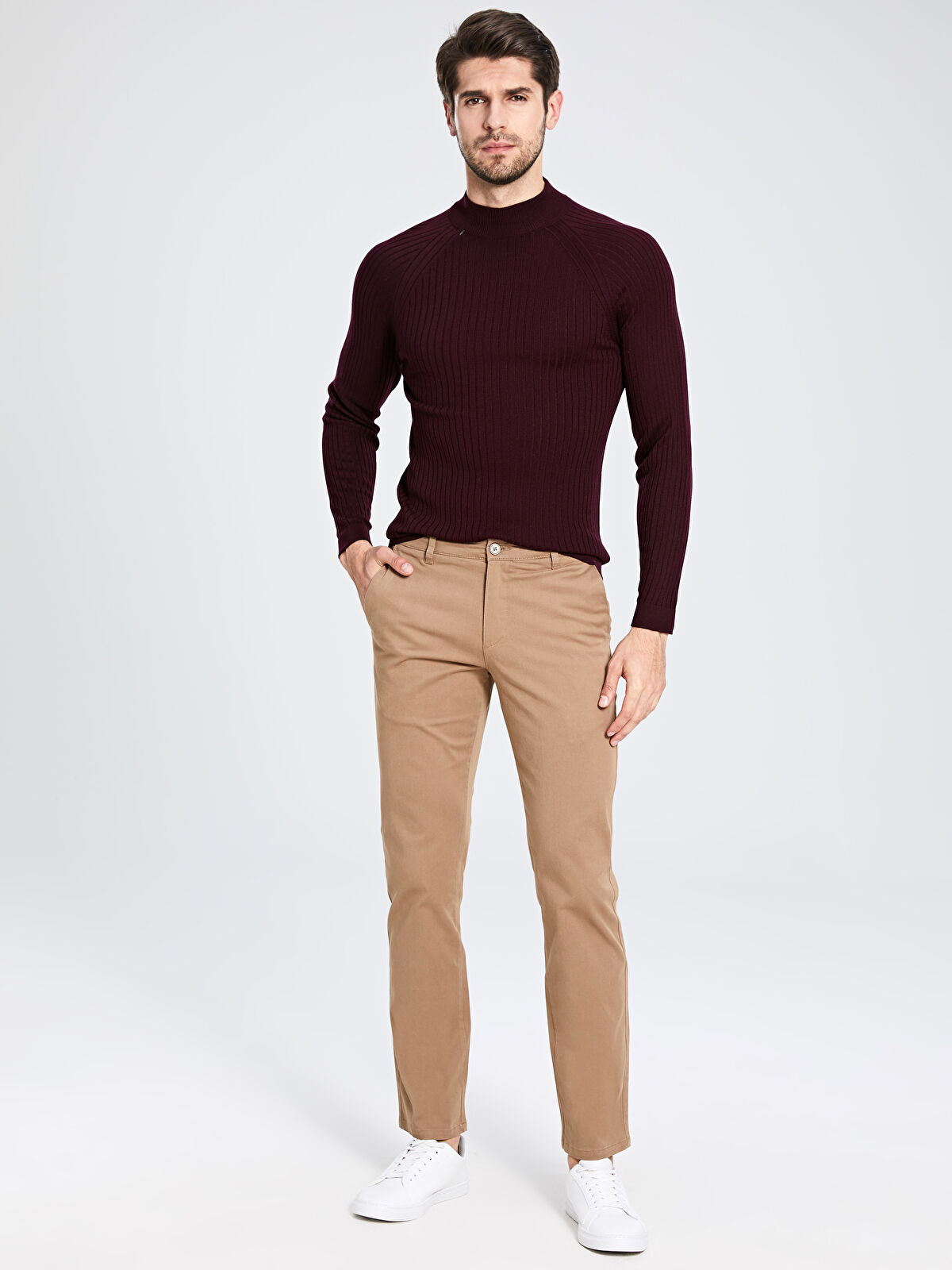 Bej Dar Kalip Gabardin Chino Pantolon Lc Waikiki