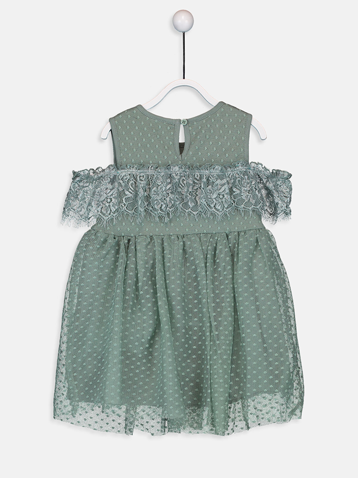 Yeşil Kız Bebek Dantelli Elbise Anne Kız Kombini LC Waikiki