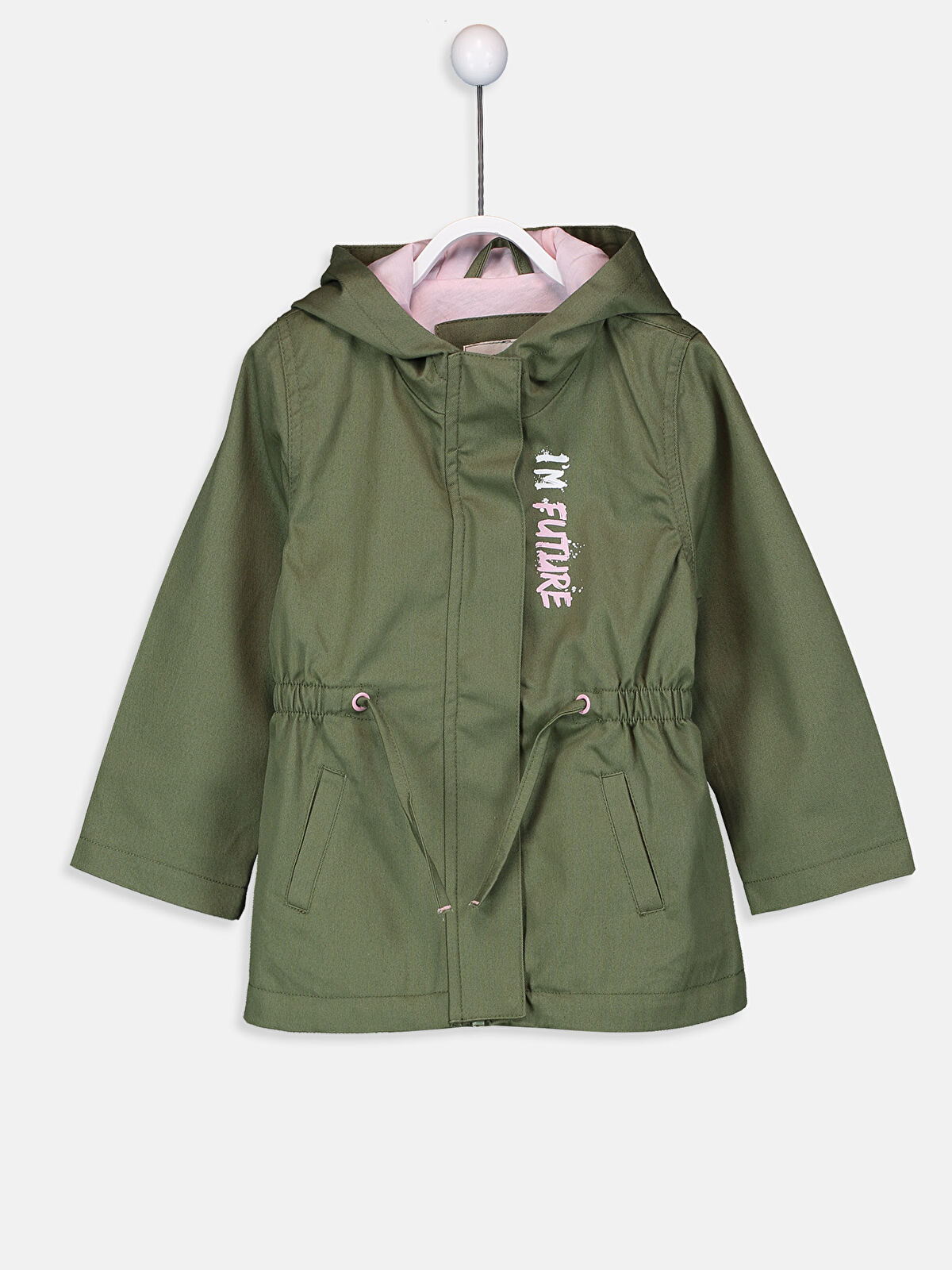 Haki Haki Kız Bebek Kapüşonlu Fermuarlı Mont LC Waikiki